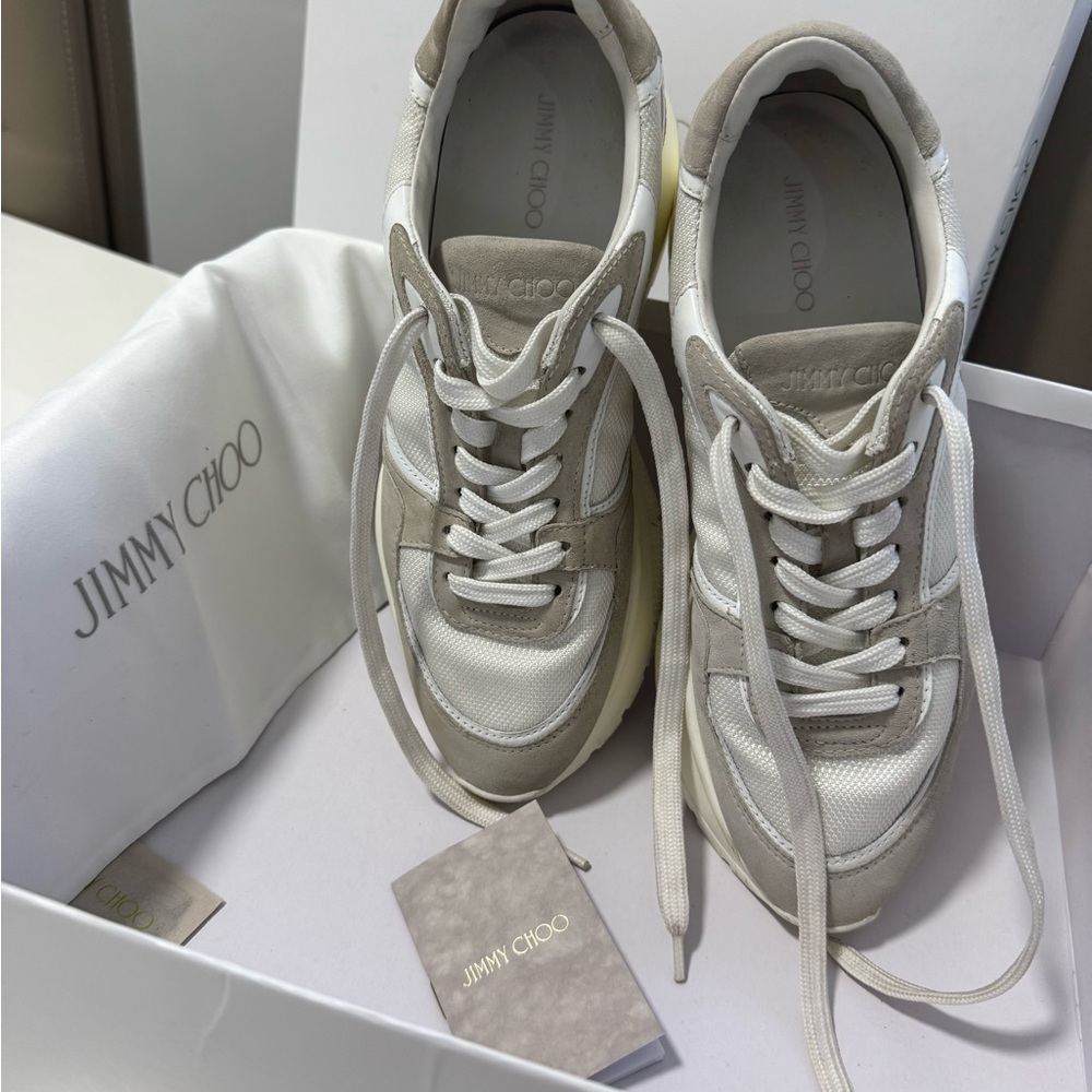 Jimmy Choo White and Gray Sneakers